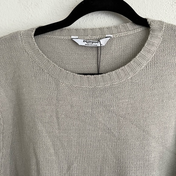 Zeagoo Woman Gray Long Sleeve Side Slit Long Sweater Dress, Size XL - Picture 4 of 9